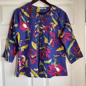 Vintage Choices Women's Size L Purple Abstract Colorful 3/4 Sleeve Jacket